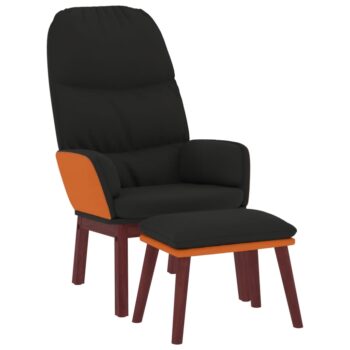 Stolica za opuštanje sa stolcem crni od tkanine