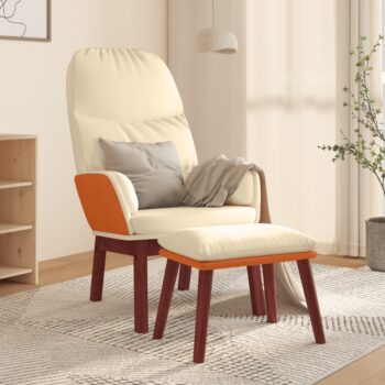 Stolica za opuštanje sa stolcem od tkanine krem