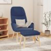 Stolica za opuštanje sa stolcem plava od tkanine