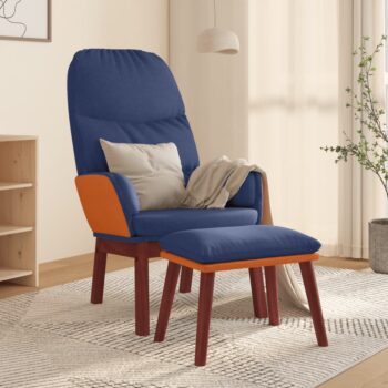 Stolica za opuštanje sa stolcem plavi od tkanine