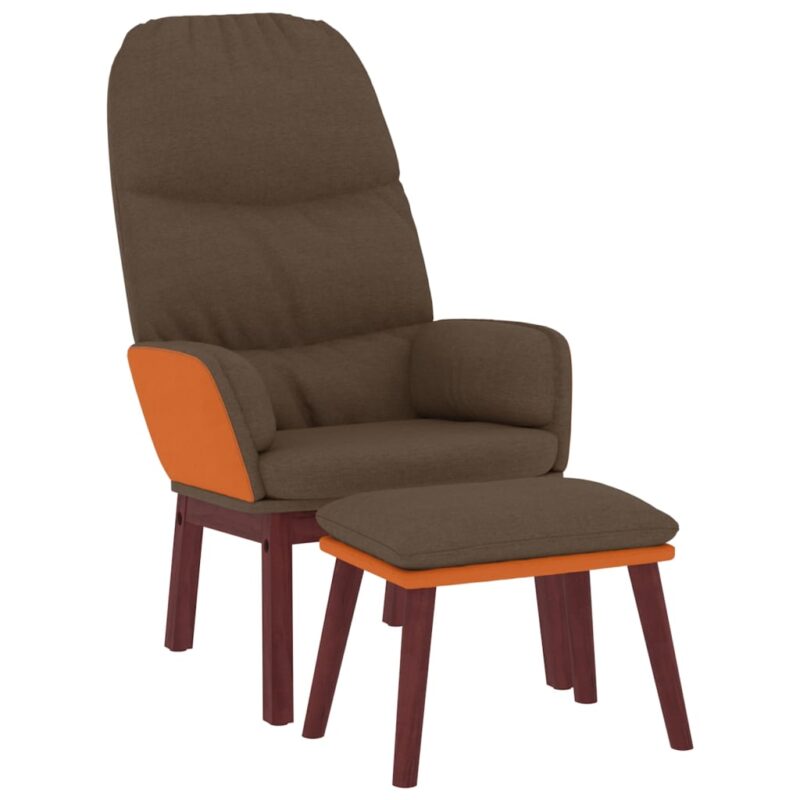 Stolica za opuštanje sa stolcem smeđi od tkanine