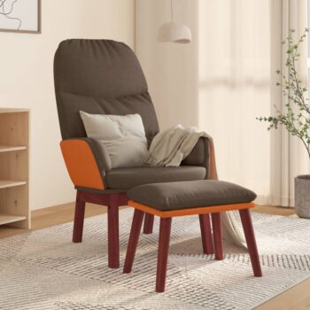 Stolica za opuštanje sa stolcem smeđi od tkanine