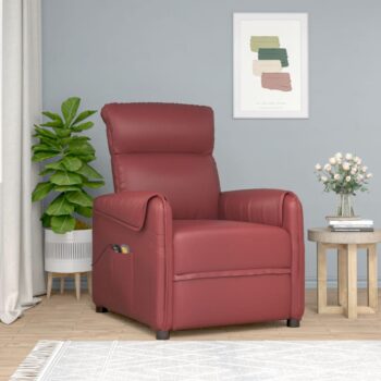 Električna masažna fotelja crvena boja vina od umjetna koža
