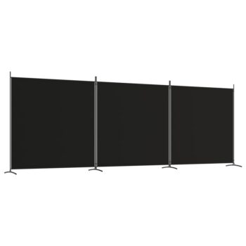 Sobna pregrada s 3 panela crna 525x180 cm od tkanine