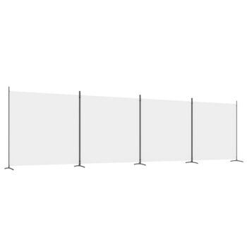 Sobna pregrada s 4 panela bijela 698x180 cm od tkanine