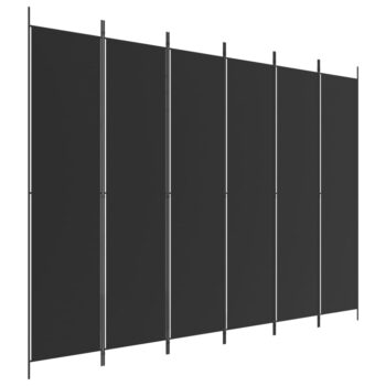 Sobna pregrada s 6 panela crna 300 x 220 cm od tkanine