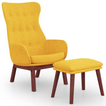 Stolica za opuštanje s tabureom od tkanine boja senfa