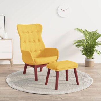 Stolica za opuštanje s tabureom od tkanine boja senfa