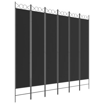 Sobna pregrada s 6 panela crna 240x220 cm od tkanine