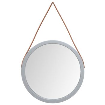 Zidno ogledalo s trakom Srebrna Ø 45 cm