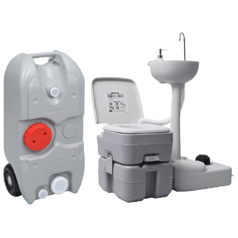 Set prijenosnog toaleta za kampiranje i stalka za pranje ruku