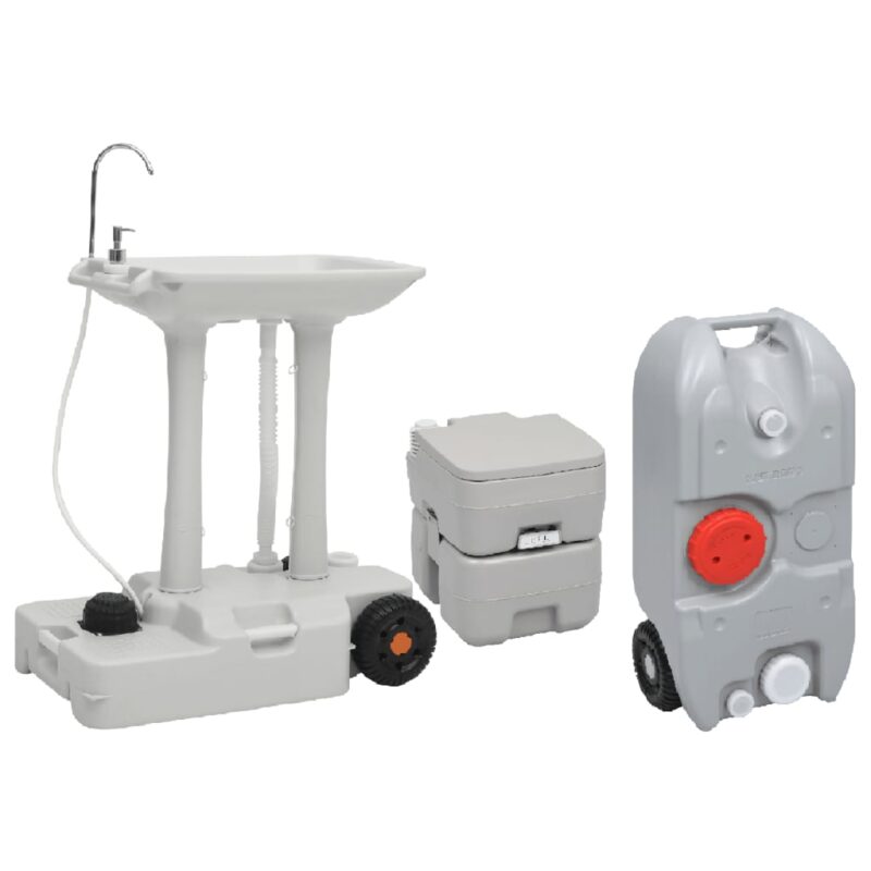 Set prijenosnog toaleta za kampiranje i stalka za pranje ruku