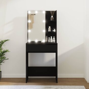 Toaletni stolić s LED svjetlima crni 60 x 40 x 140 cm