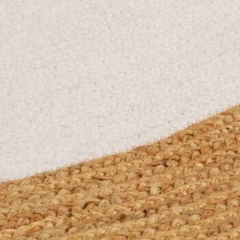 Ukrasni tepih pleteni bijeli-prirodni 150cm juta pamuk okrugli