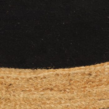 Ukrasni tepih pleteni crni-prirodni 90 cm juta i pamuk okrugli