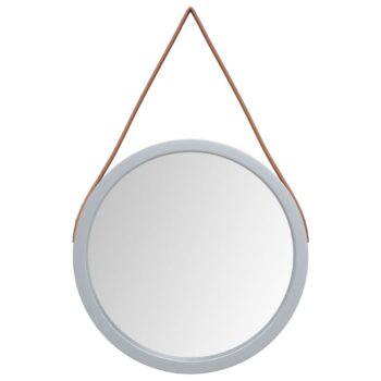 Zidno ogledalo s trakom srebrno Ø 35 cm