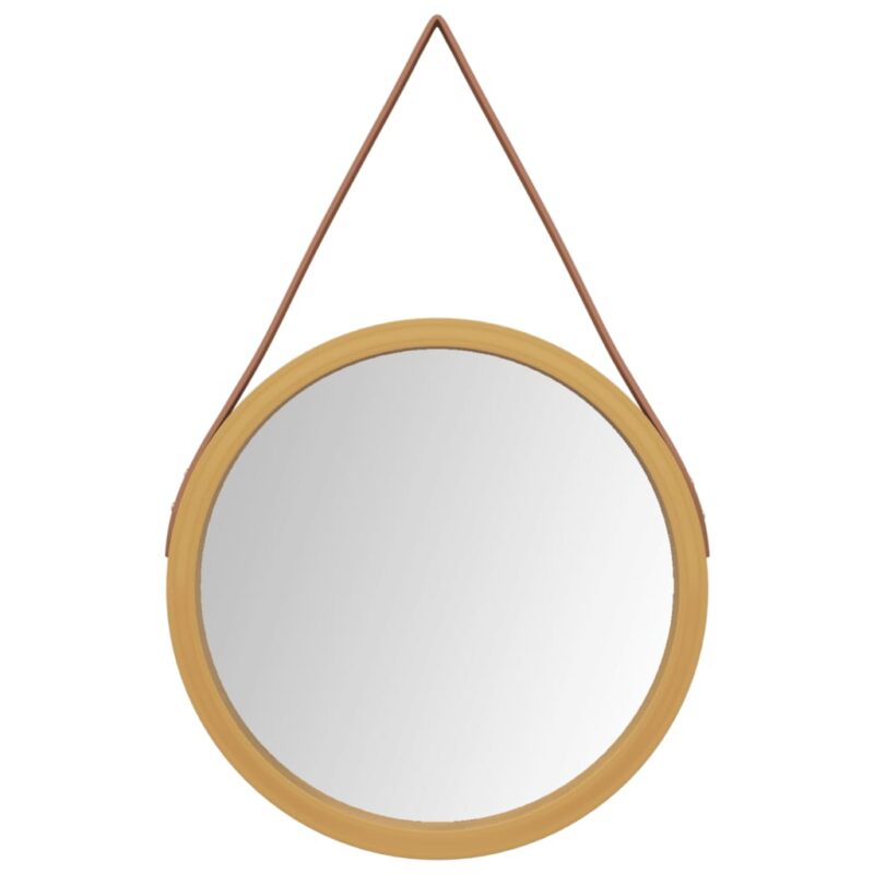Zidno ogledalo s trakom zlatno Ø 35 cm