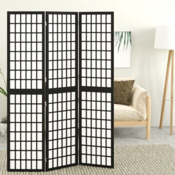Sklopiva sobna pregrada 3 panela japanski stil 120x170 cm crna