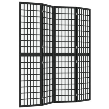 Sklopiva sobna pregrada 4 panela japanski stil 160x170 cm crna