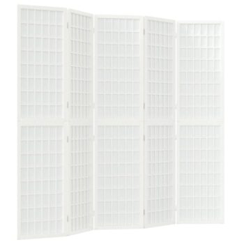 Sklopiva sobna pregrada 5 panela japanski stil 200x170cm bijela