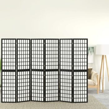 Sklopiva sobna pregrada 6 panela japanski stil 240x170 cm crna