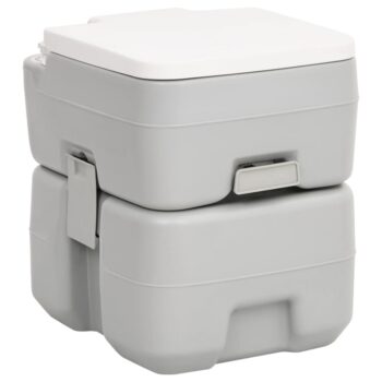 Prijenosni toalet za kampiranje sivo-bijeli 20+10 L HDPE