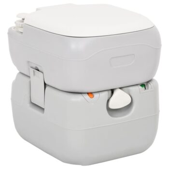 Prijenosni toalet za kampiranje sivo-bijeli 22+12 L HDPE