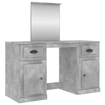 Toaletni stolić s ogledalom siva boja betona 130x50x132