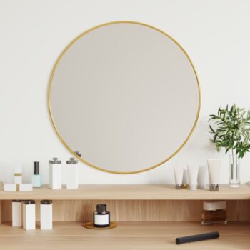 Zidno ogledalo zlatno Ø 50 cm okruglo