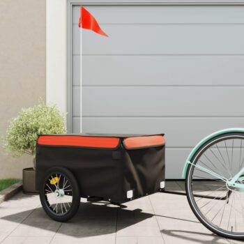 Teretna prikolica za bicikl crno-narančasta 45 kg željezna