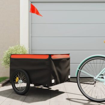 Teretna prikolica za bicikl crno-narančasta 45 kg željezna