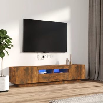2-dijelni set TV ormarića LED boja dimljenog hrasta drveni