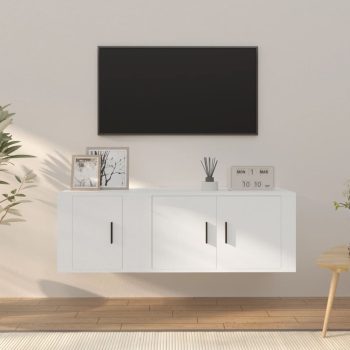 2-dijelni set TV ormarića bijeli od konstruiranog drva