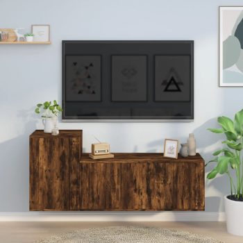 2-dijelni set TV ormarića boja dimljenog hrasta drveni