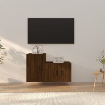 2-dijelni set TV ormarića boja smeđeg hrasta konstruirano drvo