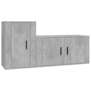 2-dijelni set TV ormarića siva betona konstruirano drvo