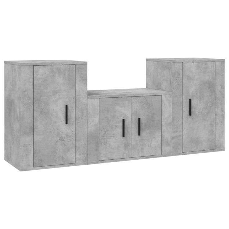 3-dijelni set TV ormarića siva betona konstruirano drvo