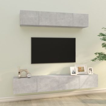 4-dijelni set TV ormarića siva boja betona drveni