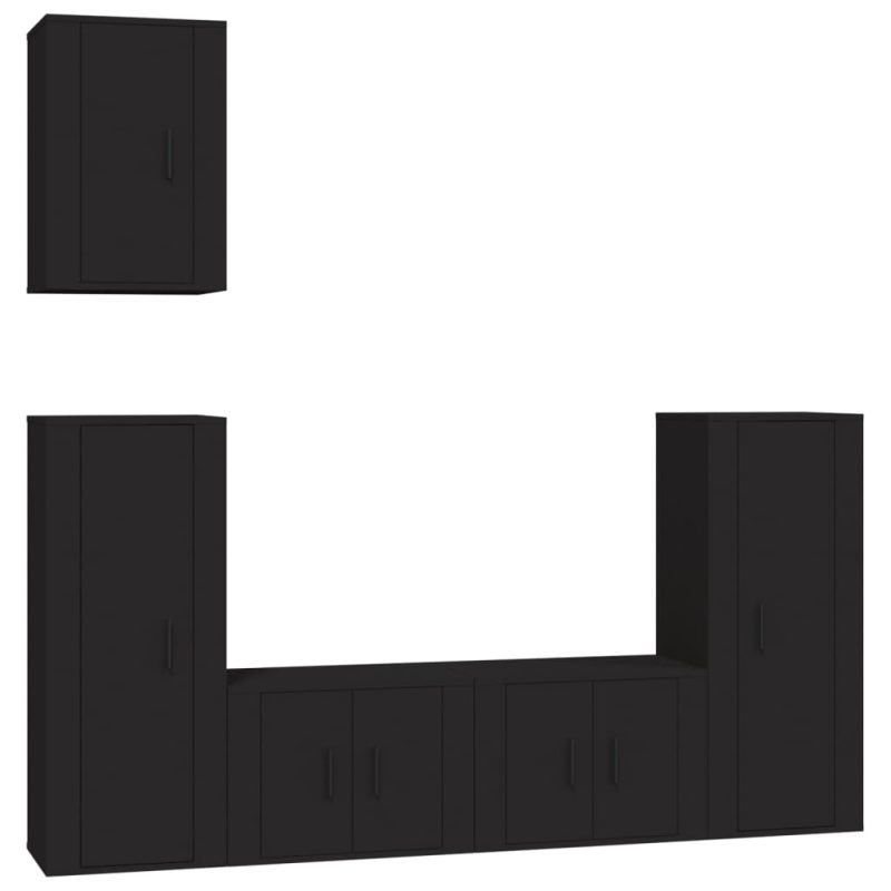 5-dijelni set TV ormarića crni od konstruiranog drva