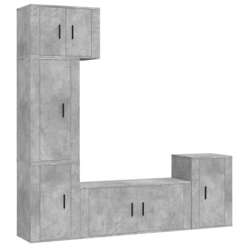 5-dijelni set TV ormarića siva betona konstruirano drvo