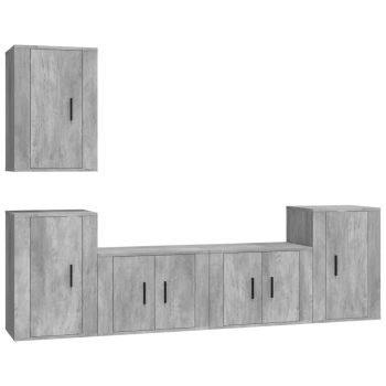 5-dijelni set TV ormarića siva betona konstruirano drvo