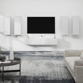 6-dijelni set TV ormarića bijeli od konstruiranog drva