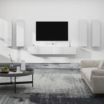 6-dijelni set TV ormarića bijeli od konstruiranog drva