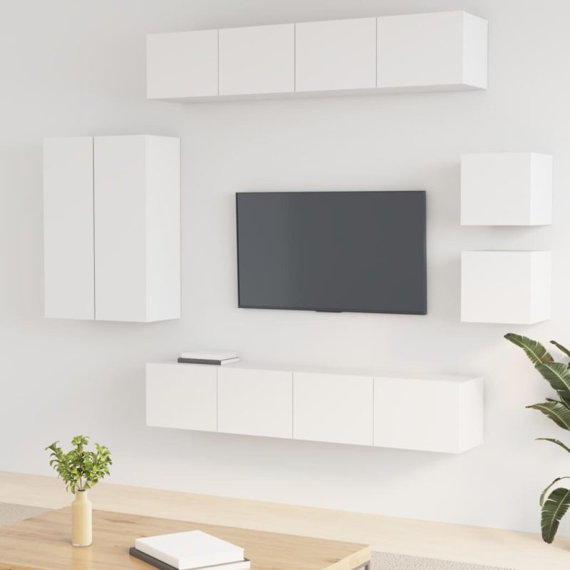 8-dijelni set TV ormarića bijeliod konstruiranog drva