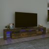 TV ormarić s LED svjetlima boja dimljenog hrasta 230x36