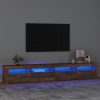 TV ormarić s LED svjetlima boja dimljenog hrasta 240x35x40 cm