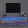 TV ormarić s LED svjetlima siva boja betona 195x35x40 cm