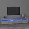 TV ormarić s LED svjetlima siva boja betona 240x35x40 cm