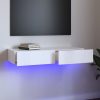 TV ormarić s LED svjetlima visoki sjaj bijeli 90x35x15