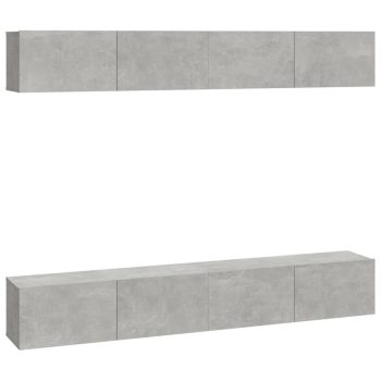 Zidni TV ormarići 4 kom Siva betona 100 x 30 x 30 cm